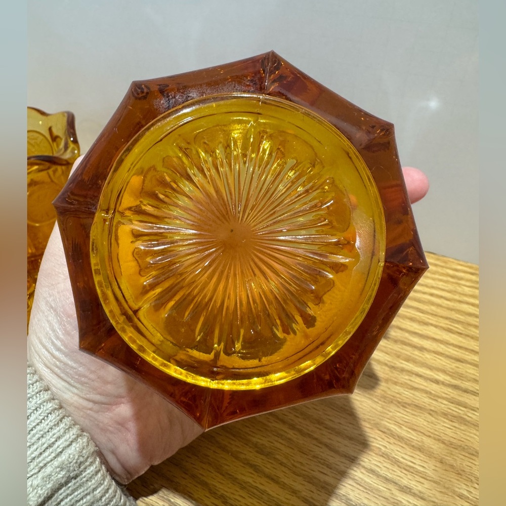 Fostoria Coin MCM federal Amber Glass Creamer and Sugar Set - Picture 5 of 8
